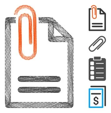 Net Attach Document Vector Mesh Stock Illustration