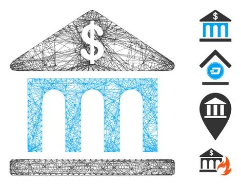 Net Bank Building Vector Mesh Ilustración de archivo