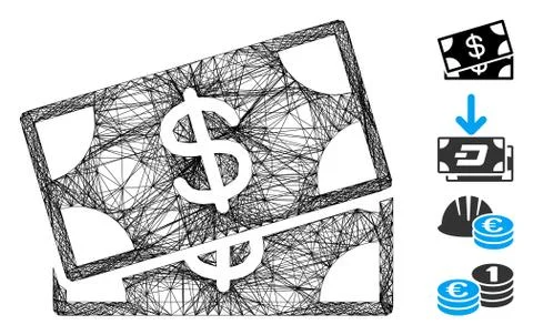 Net Banknotes Vector Mesh Stock Illustration