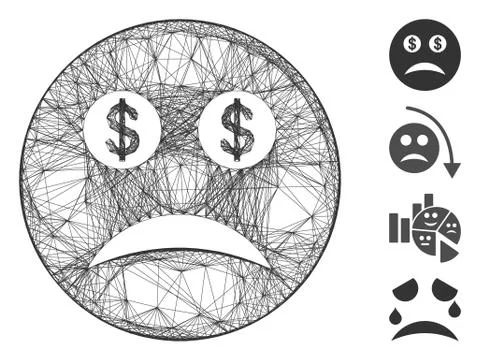 Net Bankrupt Smiley Vector Mesh Stock Illustration