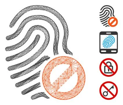 Net Banned Fingerprint Vector Mesh Illustrazione stock