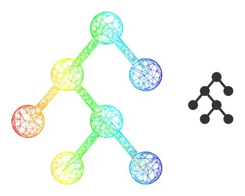 Net Binary Relations Mesh Icon with Spectral Gradient イラスト素材