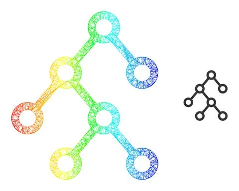 Net Binary Tree Web Mesh Icon with Spectrum Gradient 스톡 일러스트