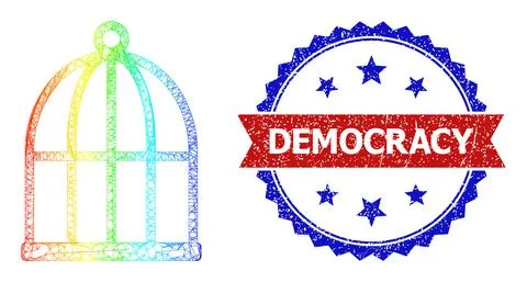 Net Bird Cell Mesh Icon with Spectral Gradient and Grunge Bicolor Democracy Illustrazione stock