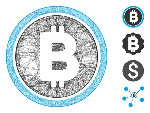 Net Bitcoin Coin Vector Mesh 스톡 일러스트