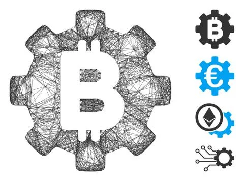 Net Bitcoin Development Gear Vector Mesh Stock Illustration