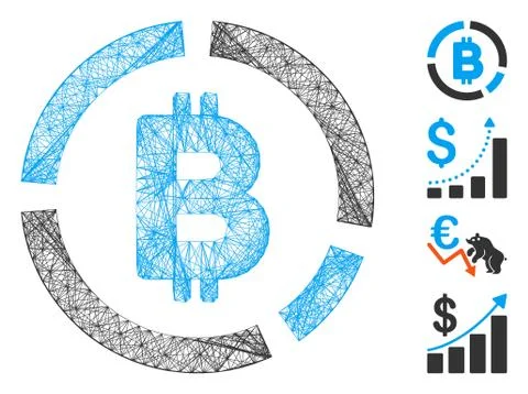 Net Bitcoin Diagram Vector Mesh 스톡 일러스트