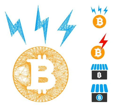 Net Bitcoin Lightnings Vector Mesh Illustrazione stock