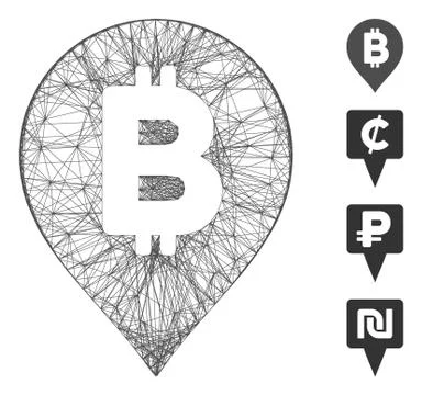 Net Bitcoin Map Marker Vector Mesh Illustrazione stock
