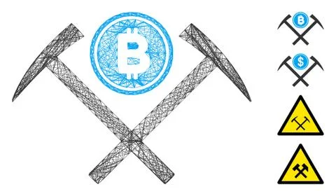 Net Bitcoin Mining Hammers Vector Mesh Stock Illustration
