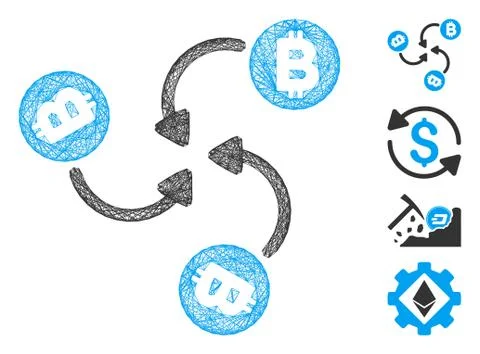 Net Bitcoin Mixer Swirl Vector Mesh Illustrazione stock