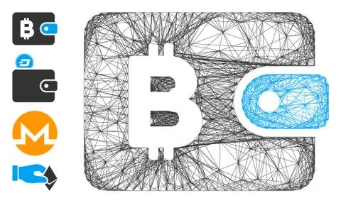Net Bitcoin Pouch Vector Mesh Stock Illustration