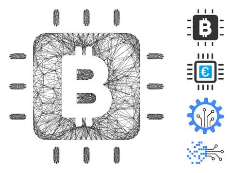 Net Bitcoin Processor Chip Vector Mesh 스톡 일러스트