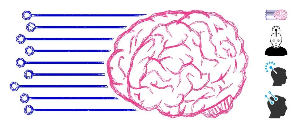 Net Brain Connections Vector Mesh Stock Illustration