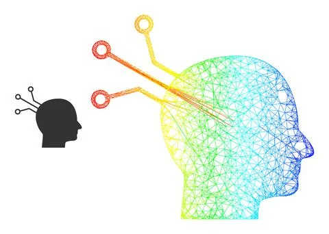 Net Brain Link Web Mesh Icon with Rainbow Gradient Illustrazione stock