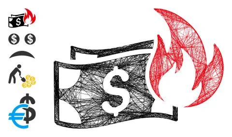 Net Burn Dollar Banknotes Vector Mesh イラスト素材