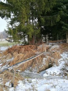 NET-cable  upper the rill Stock Photos