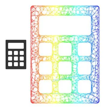Net Calculator Web Mesh Icon with Spectrum Gradient Ilustração Stock