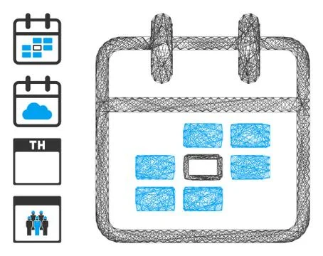 Net Calendar Date Vector Mesh Illustrazione stock