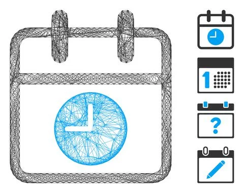 Net Calendar Page and Time Vector Mesh 스톡 일러스트