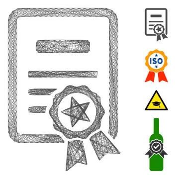Net Certificate Vector Mesh 스톡 일러스트