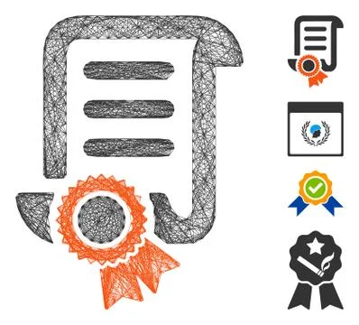 Net Certified Scroll Document Vector Mesh Stock Illustration