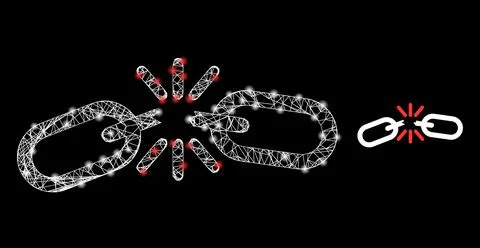 Net Chain Fail Web Mesh Icon with Glare Light Spots Stock Illustration