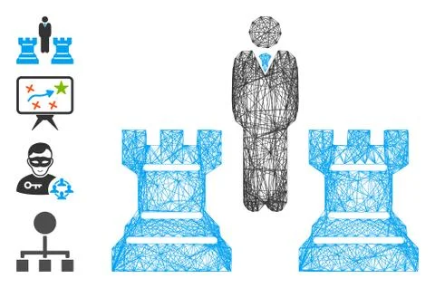 Net Chess Strategy Vector Mesh 스톡 일러스트