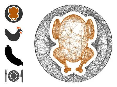 Net Chicken Dish Vector Mesh Stock Illustration