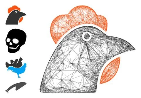 Net Chicken Head Vector Mesh Stock Illustration