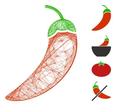 Net Chili Pepper Vector Mesh Stockillustratie