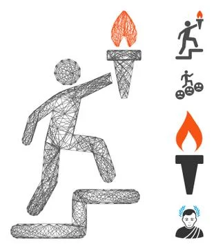 Net Climbing Leader with Torch Vector Mesh 스톡 일러스트