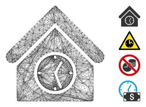 Net Clock Building Vector Mesh 스톡 일러스트