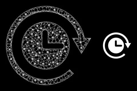 Net Clockwise Rotation Mesh Icon with Constellation Light Spots イラスト素材