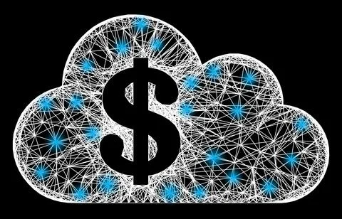 Net Cloud Banking Web Mesh with Bright Lightspots イラスト素材