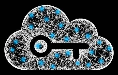 Net Cloud Key Mesh with Bright Flash Nodes Stock Illustration