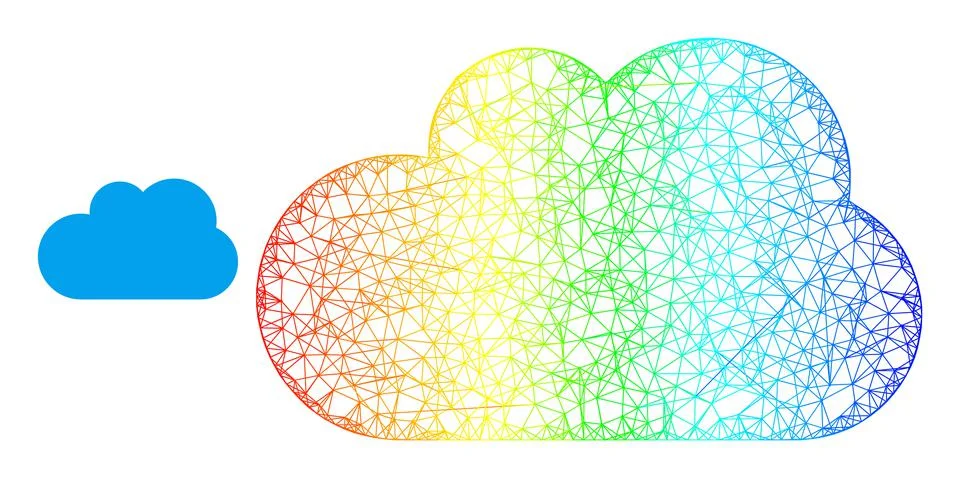 Net Cloud Mesh Icon with Rainbow Gradient Stock Illustration