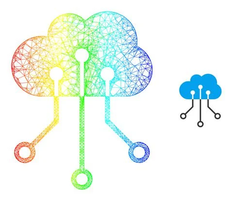 Net Cloud Network Mesh Icon with Spectral Gradient イラスト素材