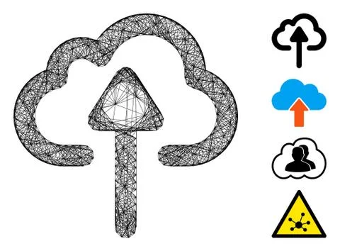 Net Cloud Upload Vector Mesh Illustrazione stock