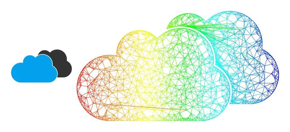 Net Clouds Web Mesh Icon with Rainbow Gradient イラスト素材
