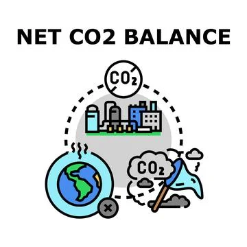 Net co2 balance reducing carbon emissions concept Stock Illustration