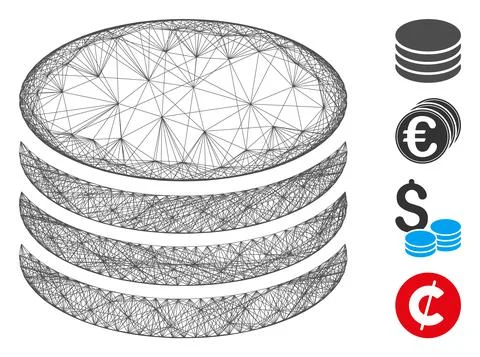 Net Coin Stack Vector Mesh Stockillustratie