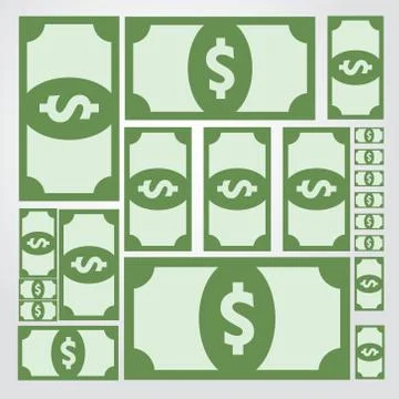 Net collage of green banknotes Stock Illustration