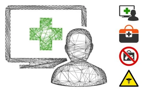 Net Computer Doctor Vector Mesh Stock Illustration