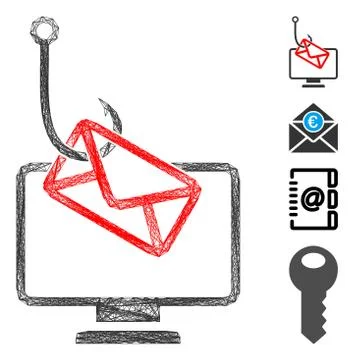 Net Computer Mail Fishing Vector Mesh 스톡 일러스트