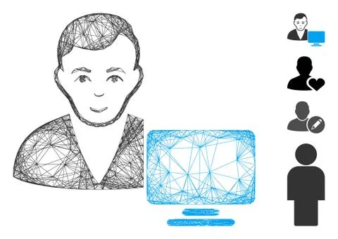 Net Computer User Vector Mesh Illustrazione stock