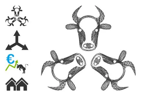 Net Cow Trinity Vector Mesh 库存插图