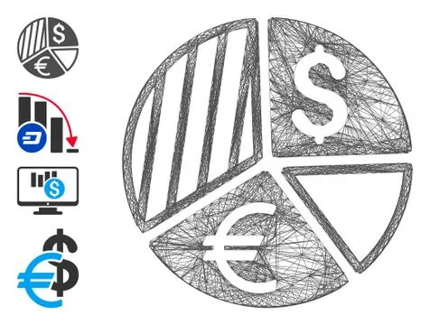 Net Currency Pie Chart Vector Mesh Stockillustratie