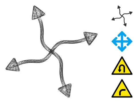 Net Curve Arrows Vector Mesh Stock Illustration