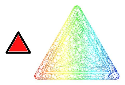 Net Danger Triangle Template Mesh Icon with Rainbow Gradient Stock Illustration